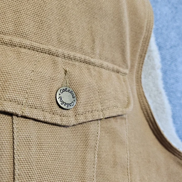 Vintage 90s Cabelas Sherpa Lined Vest Size XL Canvas Duck Canvas NUBUCK Trim WOW - Picture 4 of 14